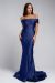 Off Shoulder Fitted Prom Gown in Navy